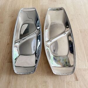 Set 2  Doehler-Jarvis‎ National Lead Co Chrome Divided Serving Tray Dish 14"